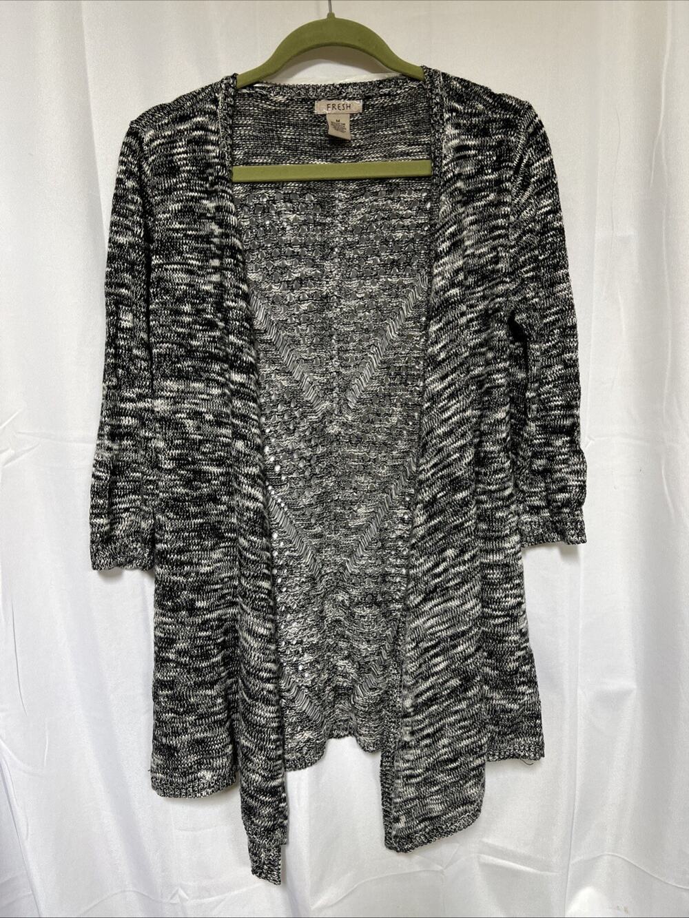 Fresh brand open front Multicolor Black & White cardigan Sweater